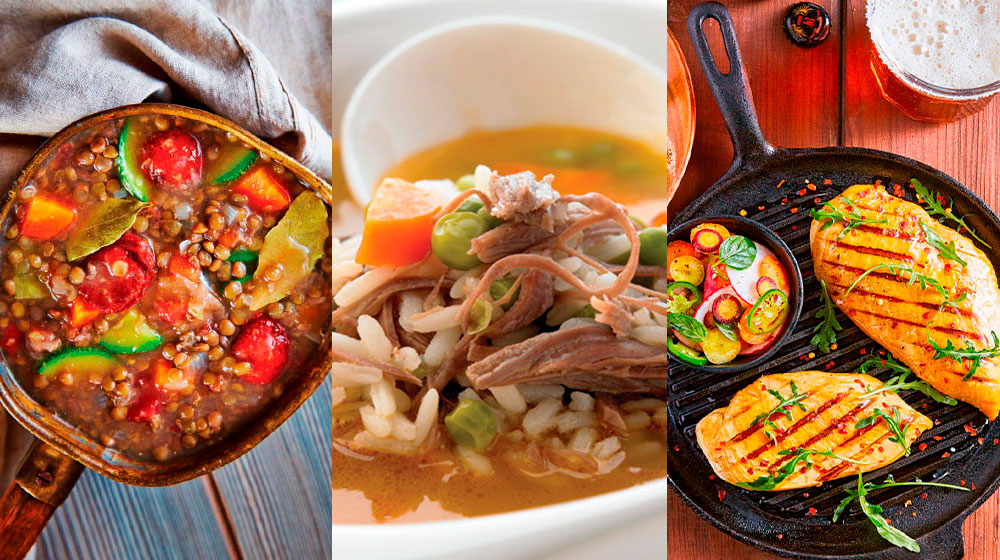 Sopa de verduras y pollo al vapor con arroz integral: receta saludable